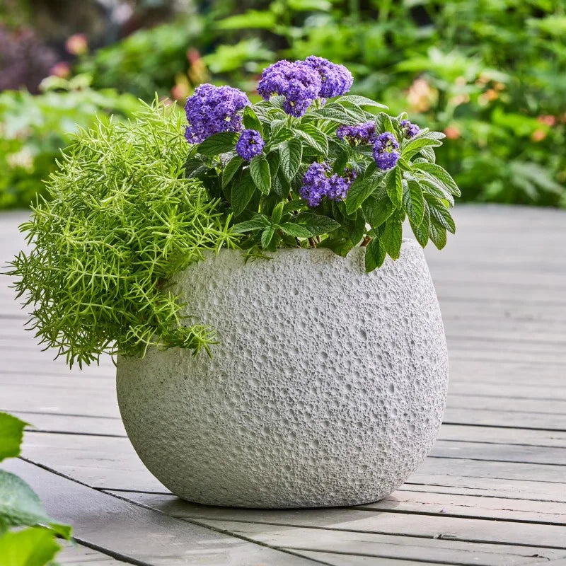 Porcelain Moon Planter Luna Outdoor Weather Resistant