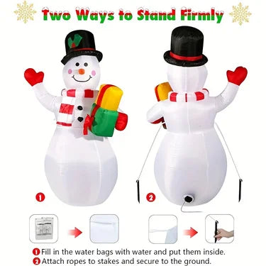 High-concerned Snowman Inflatable With Built-In LED Lights Outdoor Decor