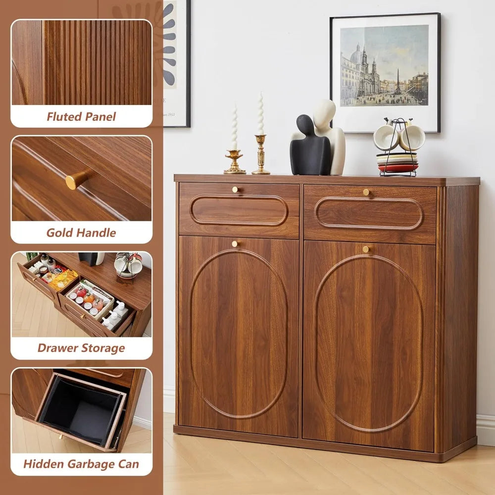 Double Tilt Out Trash Can Cabinet Wood Kitchen Drawer
