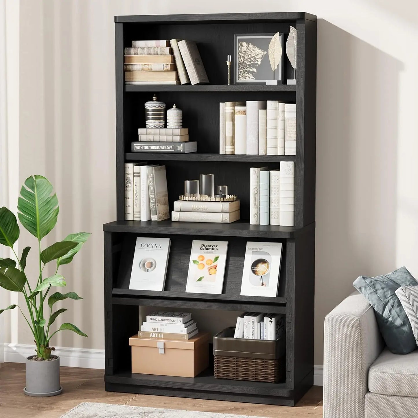 MKDK 5 Tier Flip Flop Bookcase Storage Shelf