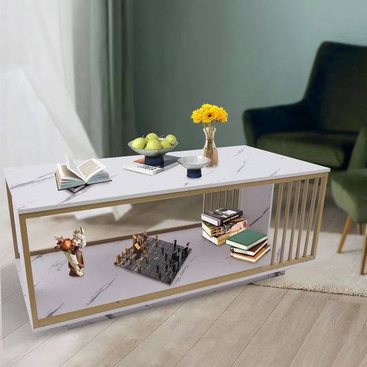 General Use Modern High Gloss Marble Veneer Coffee Table