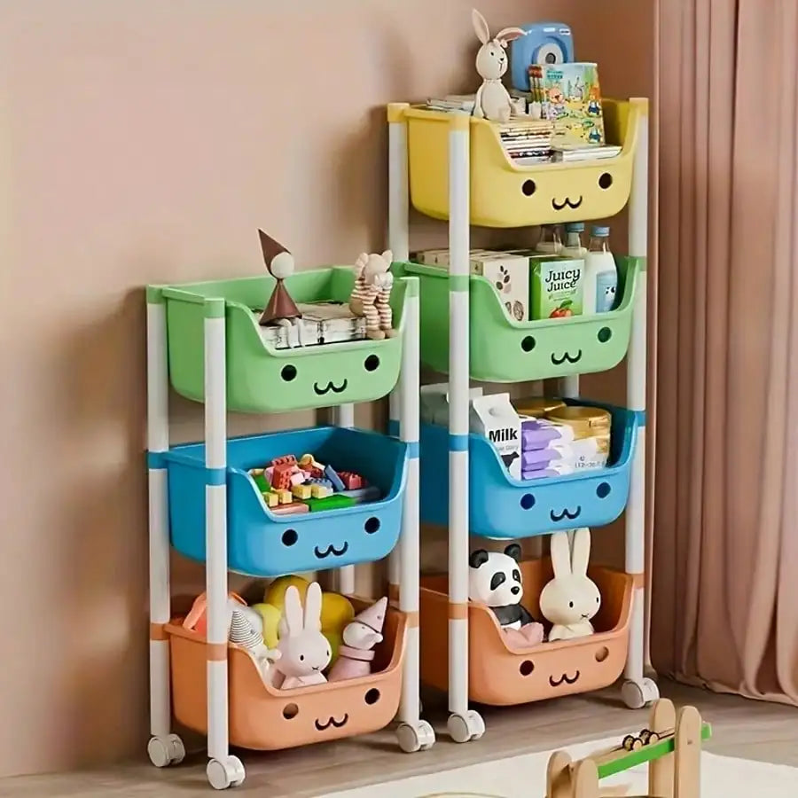 Multifunctional Three Layer Rolling Storage Rack For Bathroom Kitchen