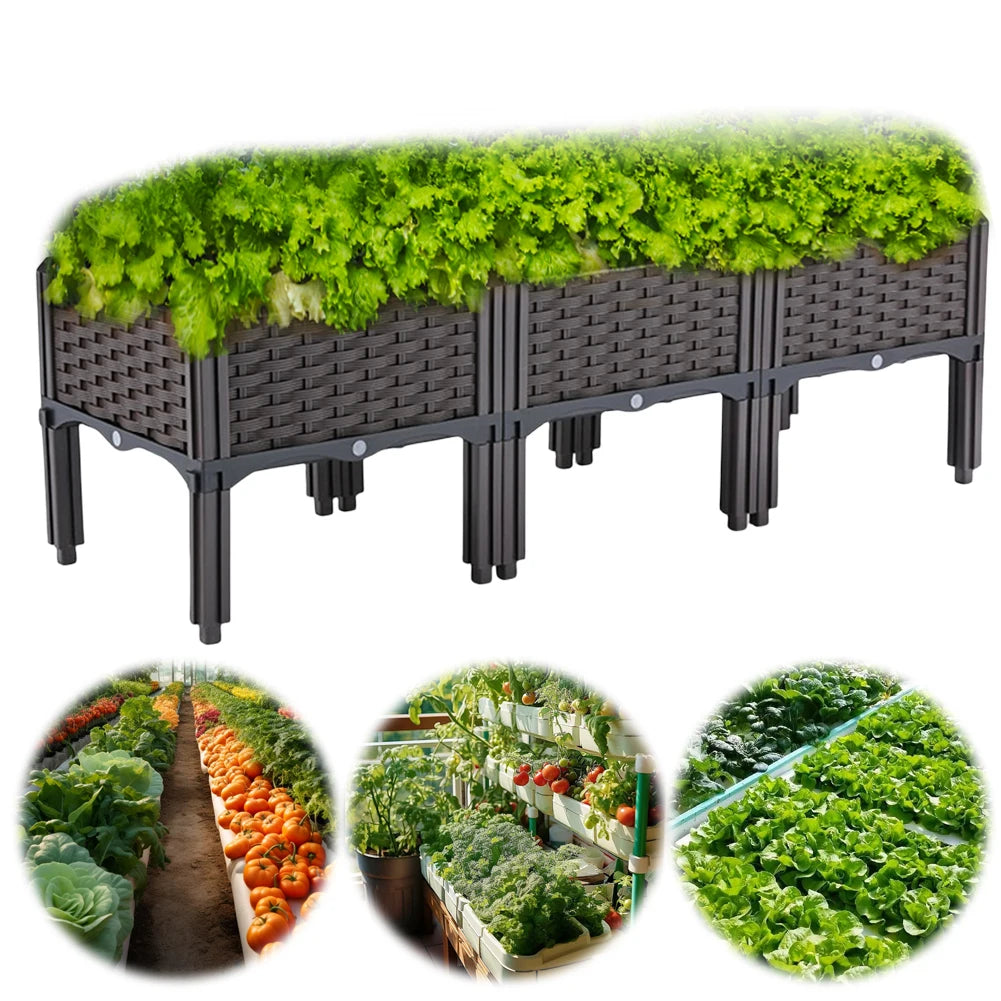 Hign-Concerned Plastic Raised Garden Bed With Legs And Drainage Holes