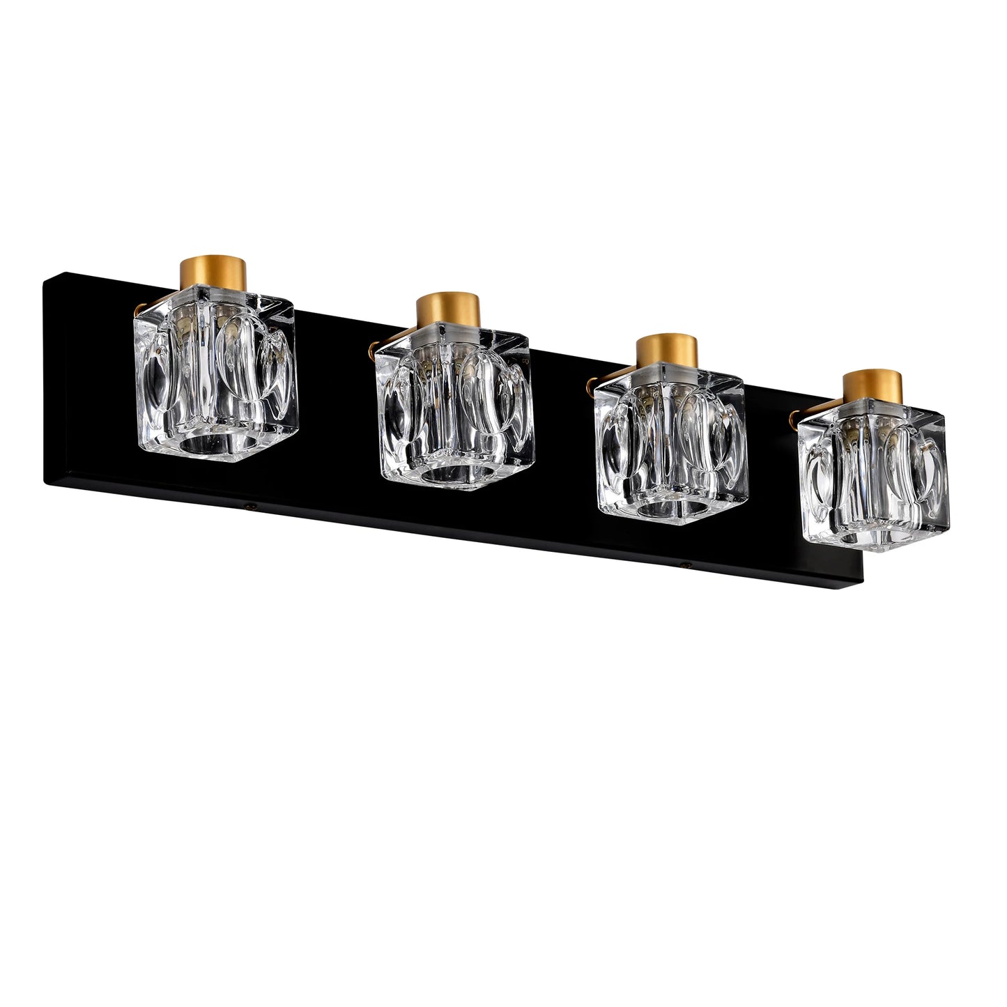 4 Light Bathroom Vanity Fixture With Crystal Glass Shade
