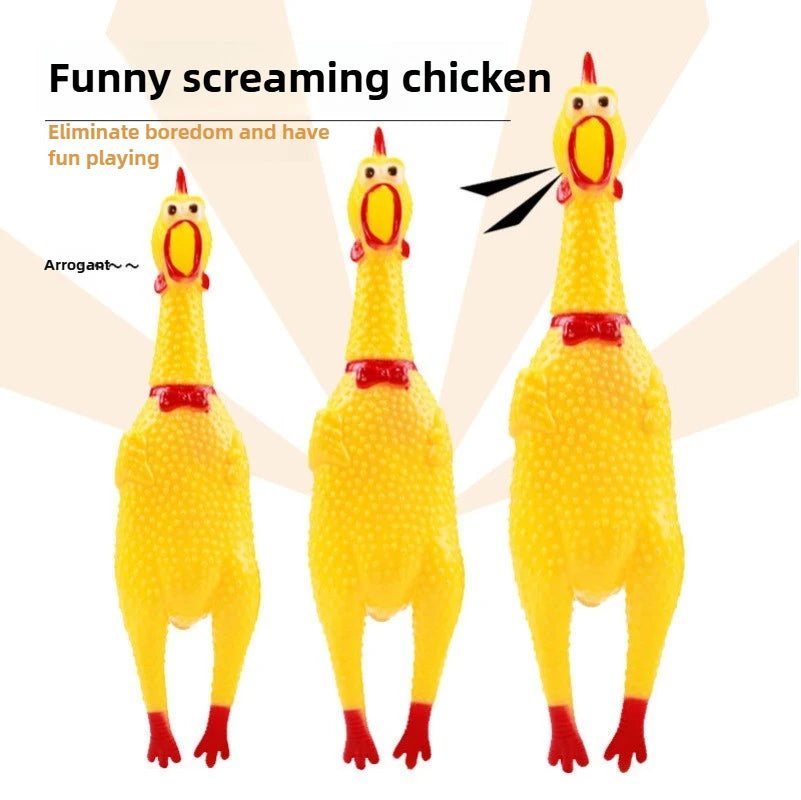 DKSTINYE Squeaky Chicken Dog Toy Rubber Squeaker Chew