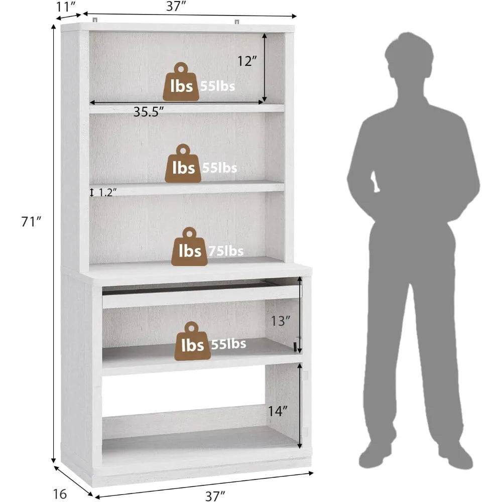 MKDK 5 Tier Flip Flop Bookcase Storage Shelf