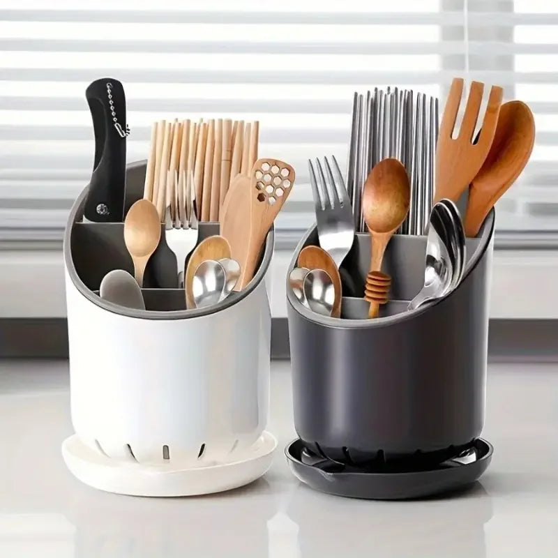 Kitchen Chopsticks Drain Tube With Plate Storage Rack