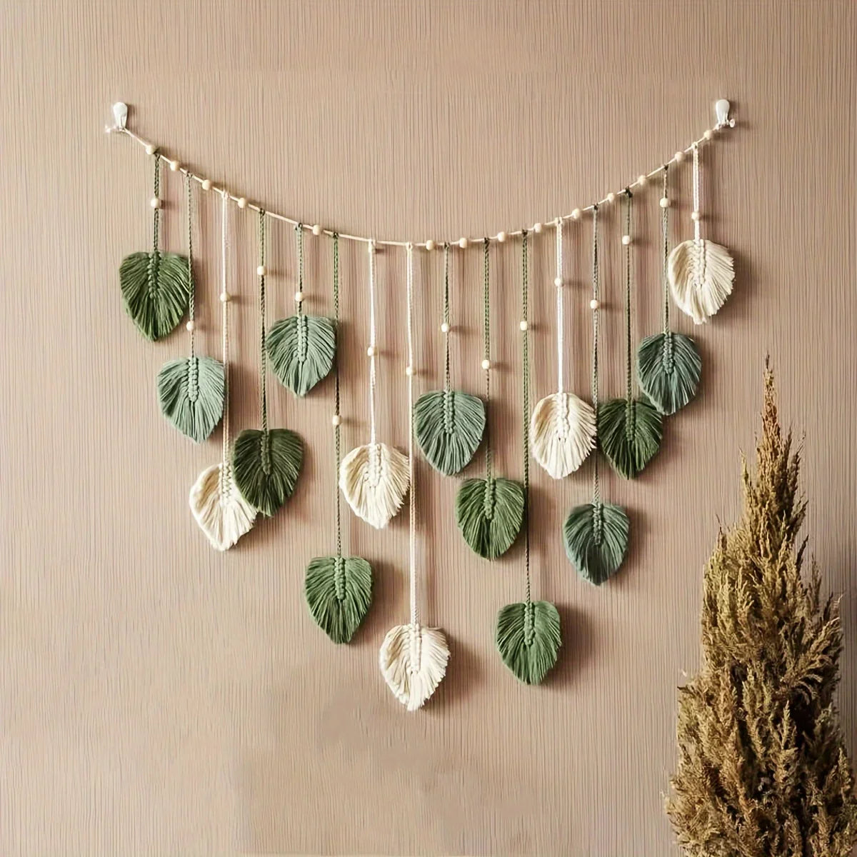 Modern Woven Wall Decor Leaves Bohemian Home Accent