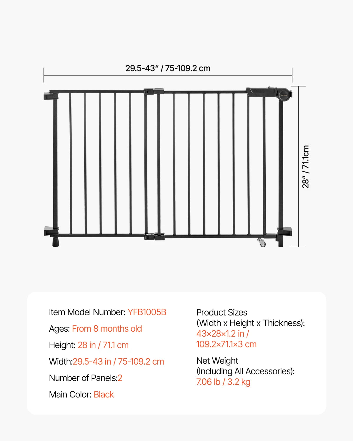 SucceBuy Adjustable Baby Gate For Child And Pet Safety