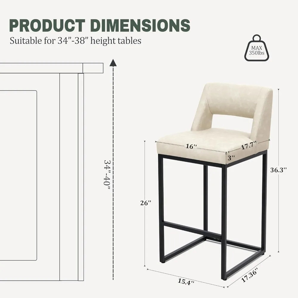 ZHUOTING Modern Bar Stools With Backs Upholstered Faux Leather