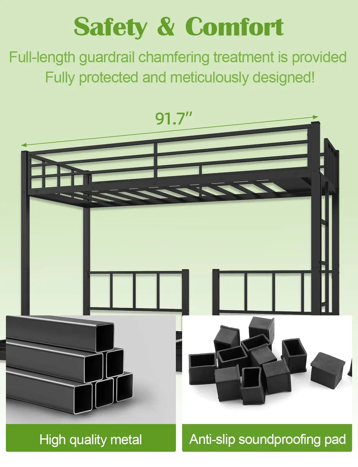 Triple Bunk Bed With Guardrails Ladder And Upper Platform