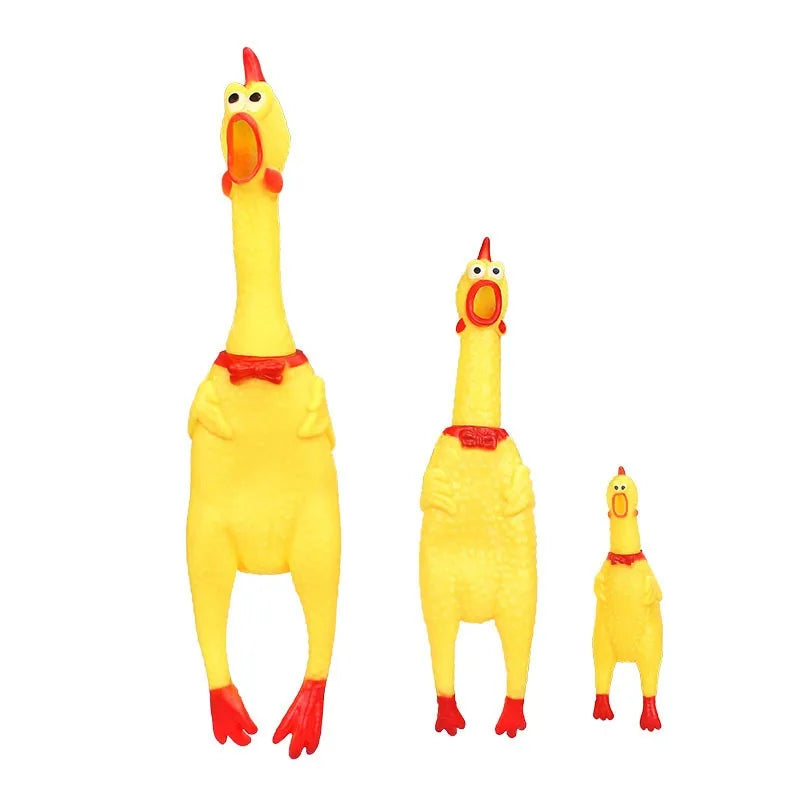 DKSTINYE Squeaky Chicken Dog Toy Rubber Squeaker Chew