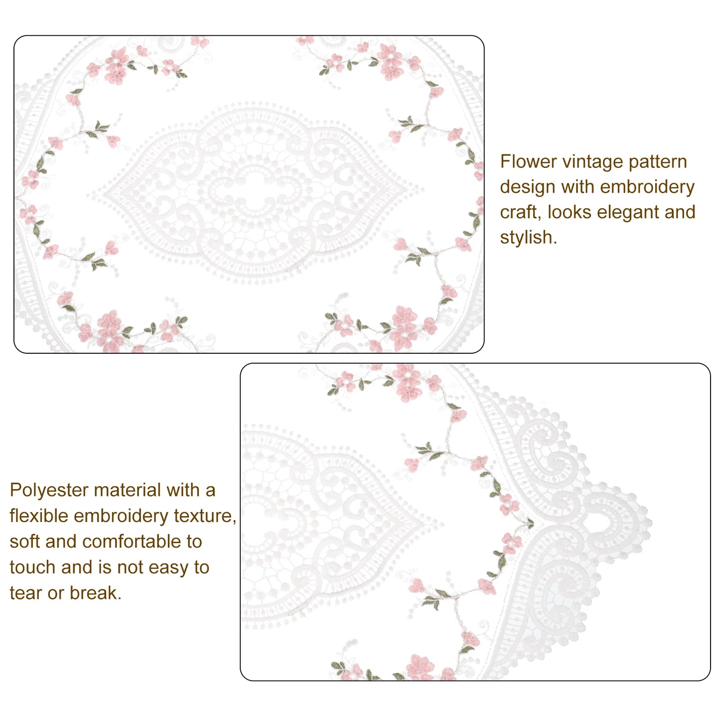 UXCELLCN Retro Lace Placemat Embroidered Table Mats Doilies