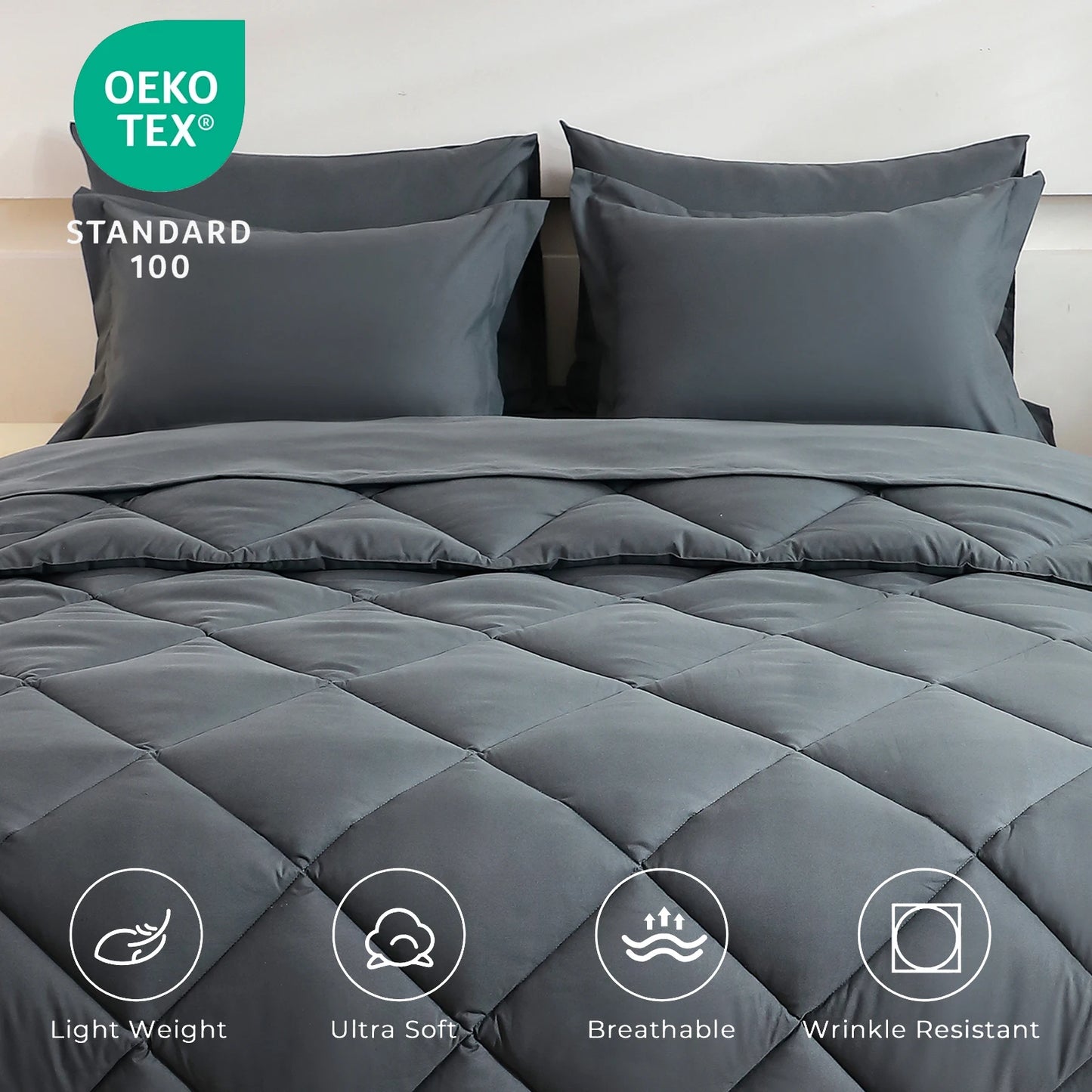 easYumCN 7 Piece Bedding Set With Comforter Flat Sheet Pillowcases