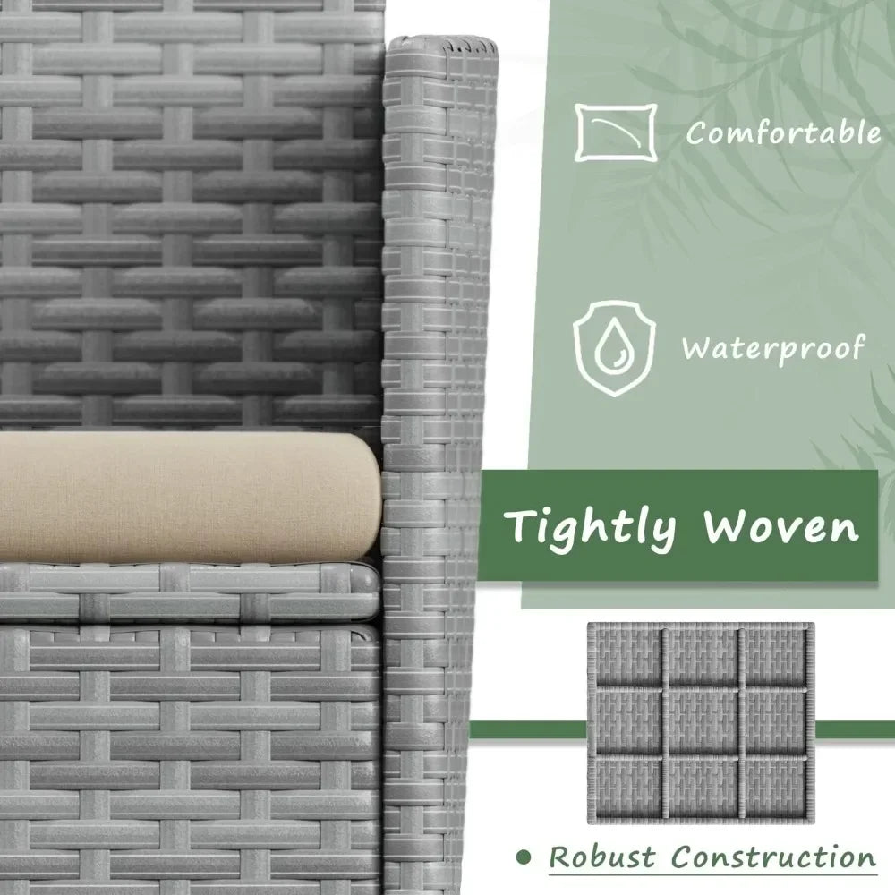 Outdoor Wicker Rattan 4-Piece Conversation Set For Patio