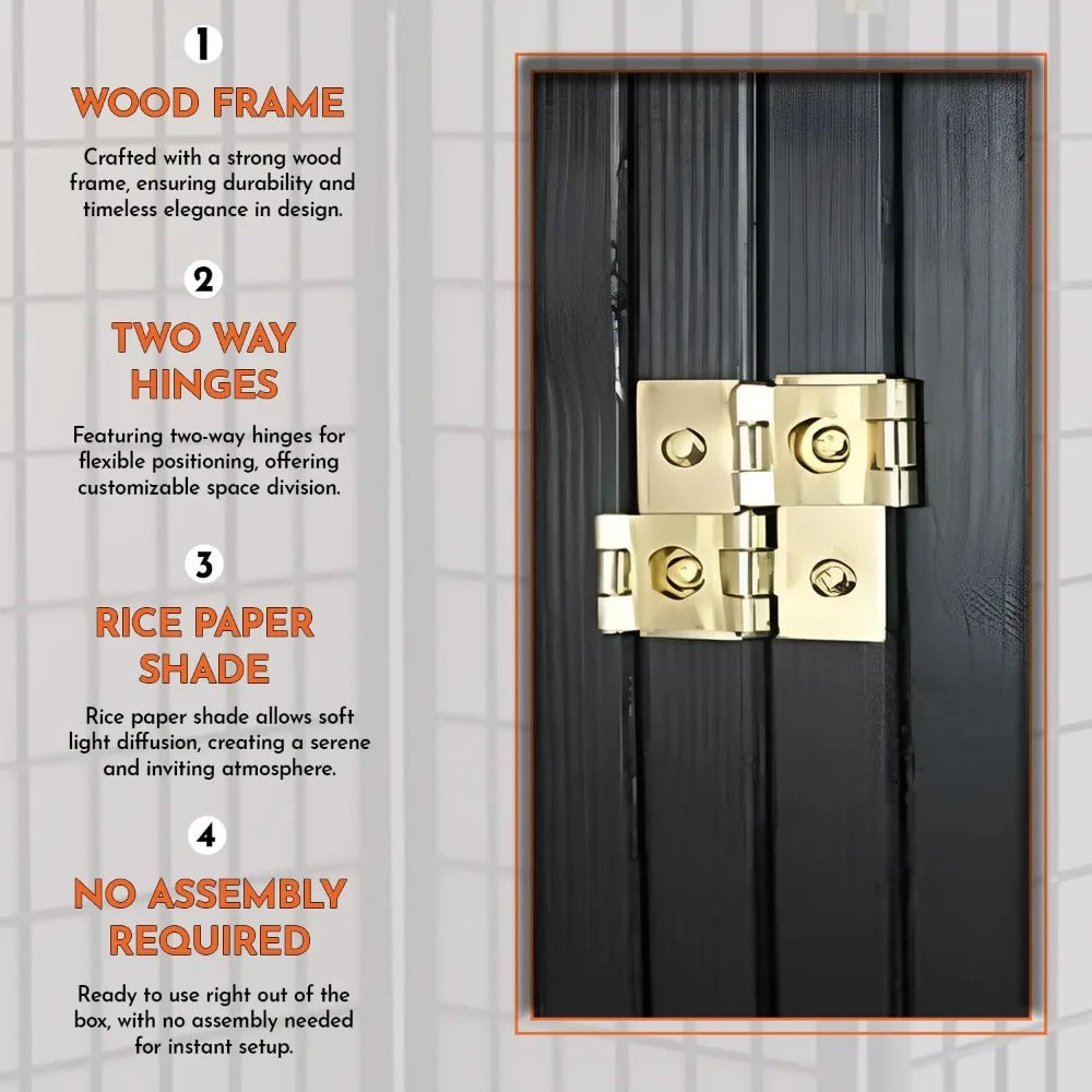 ZHUOTING Japanese Style Room Screen Divider Panel Foldable