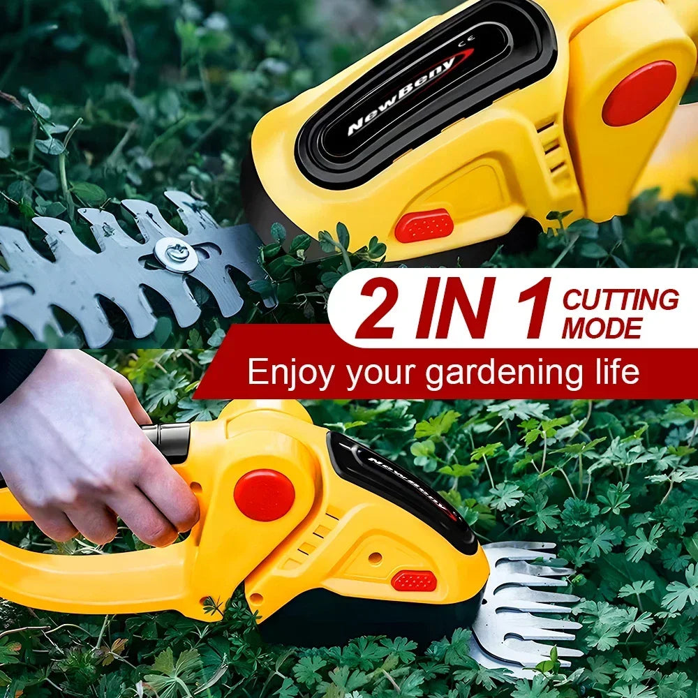Cordless 2 In 1 Hedge Trimmer Garden Tool Rechargeable Battery