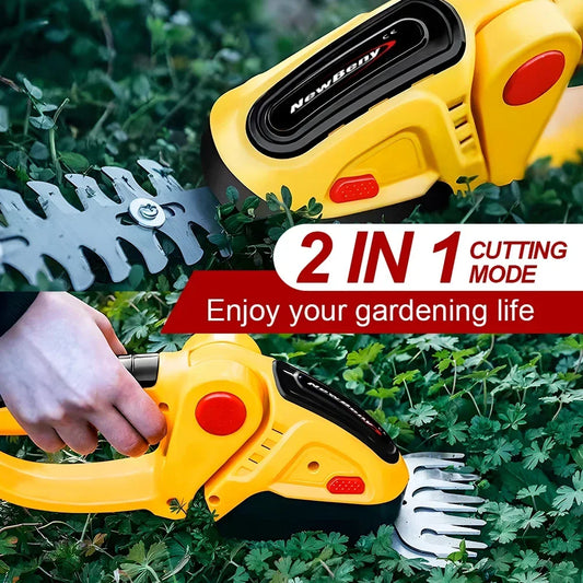 Cordless 2 In 1 Hedge Trimmer Garden Tool Rechargeable Battery
