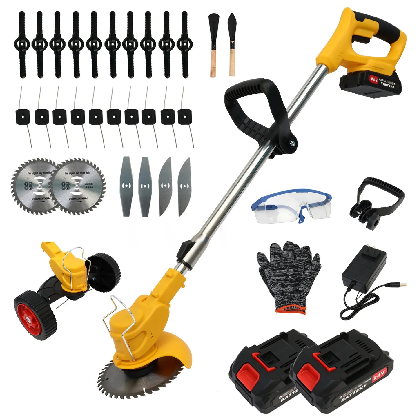 Cordless 3 In 1 Grass Trimmer Edger Mower With 2x2Ah Batteries