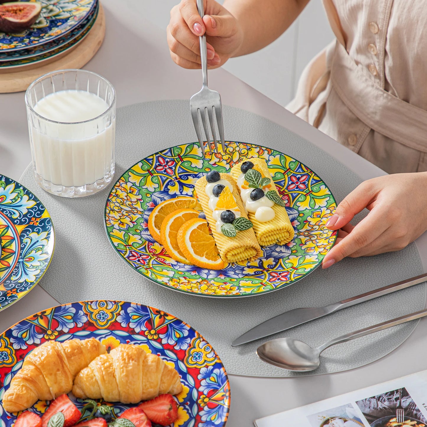 Vancasso Porcelain Dinner Plates Set Scratch Resistant Dinnerware