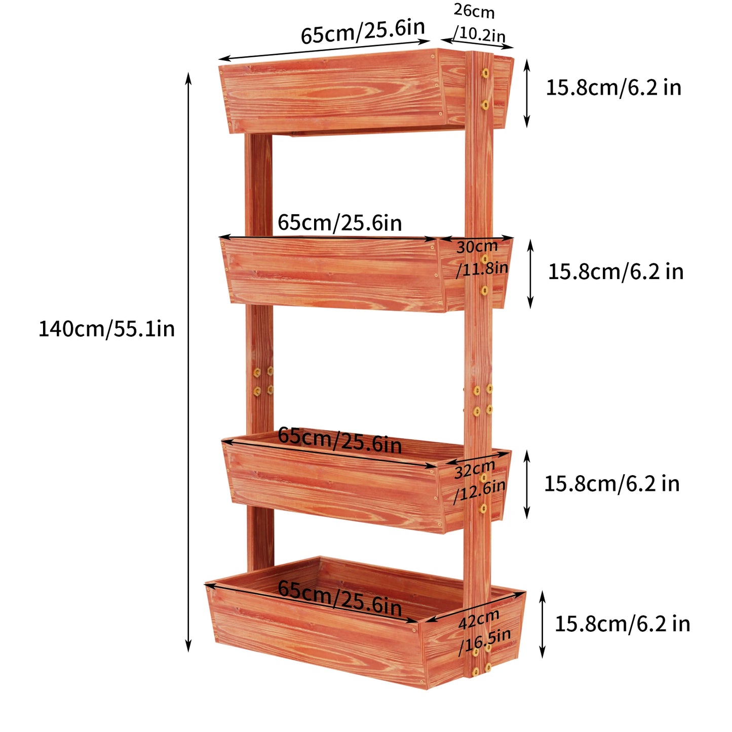 Wooden 4-Tier Raised Garden Bed Planter Rack With Adjustable Shelf