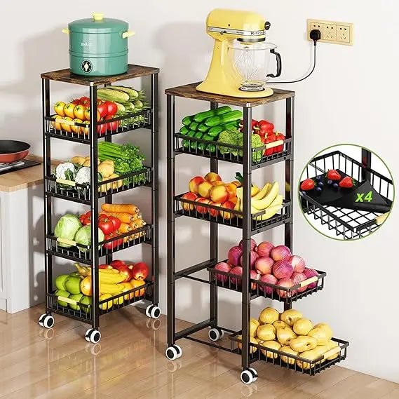 4 Tier Stackable Metal Wire Fruit and Vegetable Storage Basket