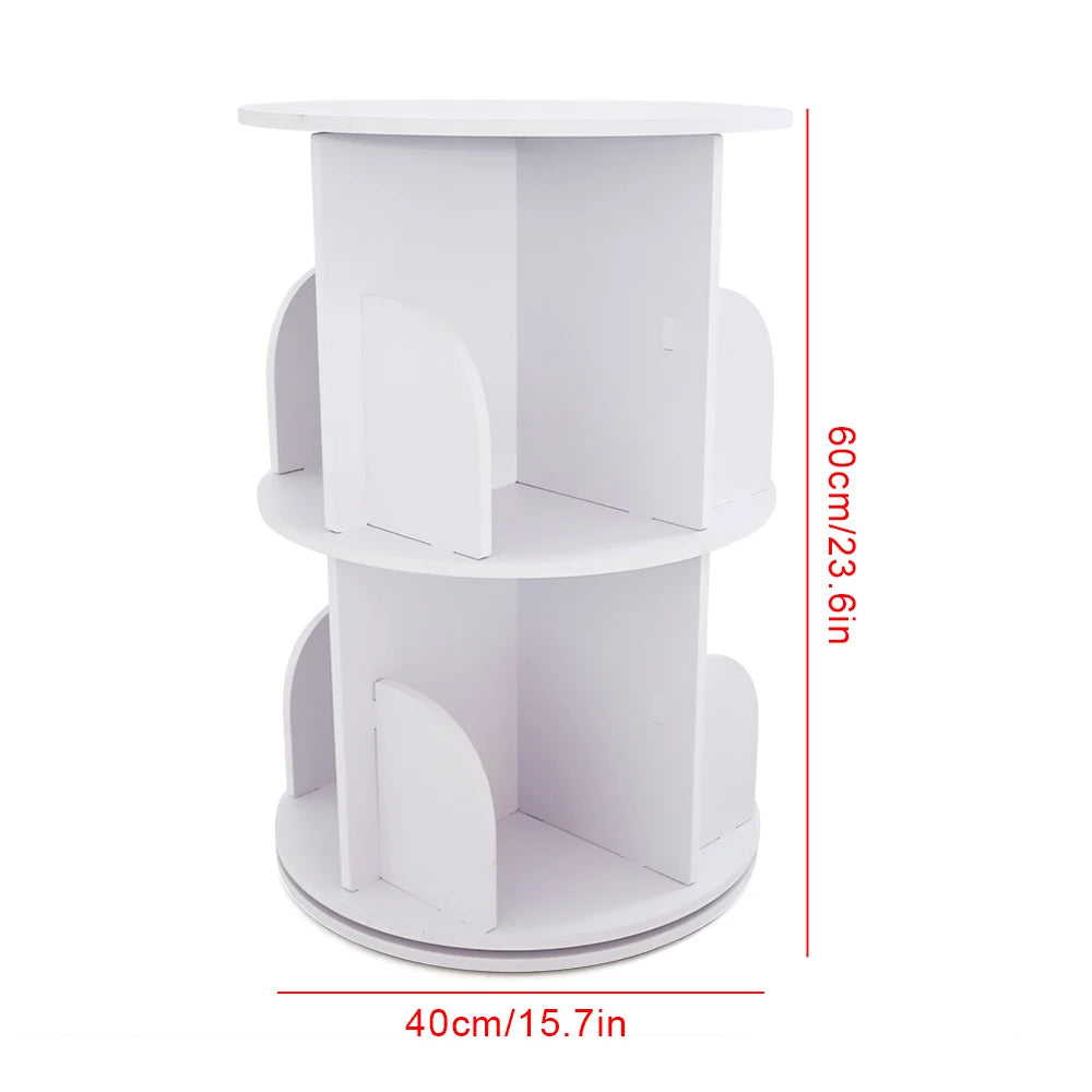 Hign-Concerned 360 Degree Rotating 2 Tier Bookshelf PVC Storage Rack