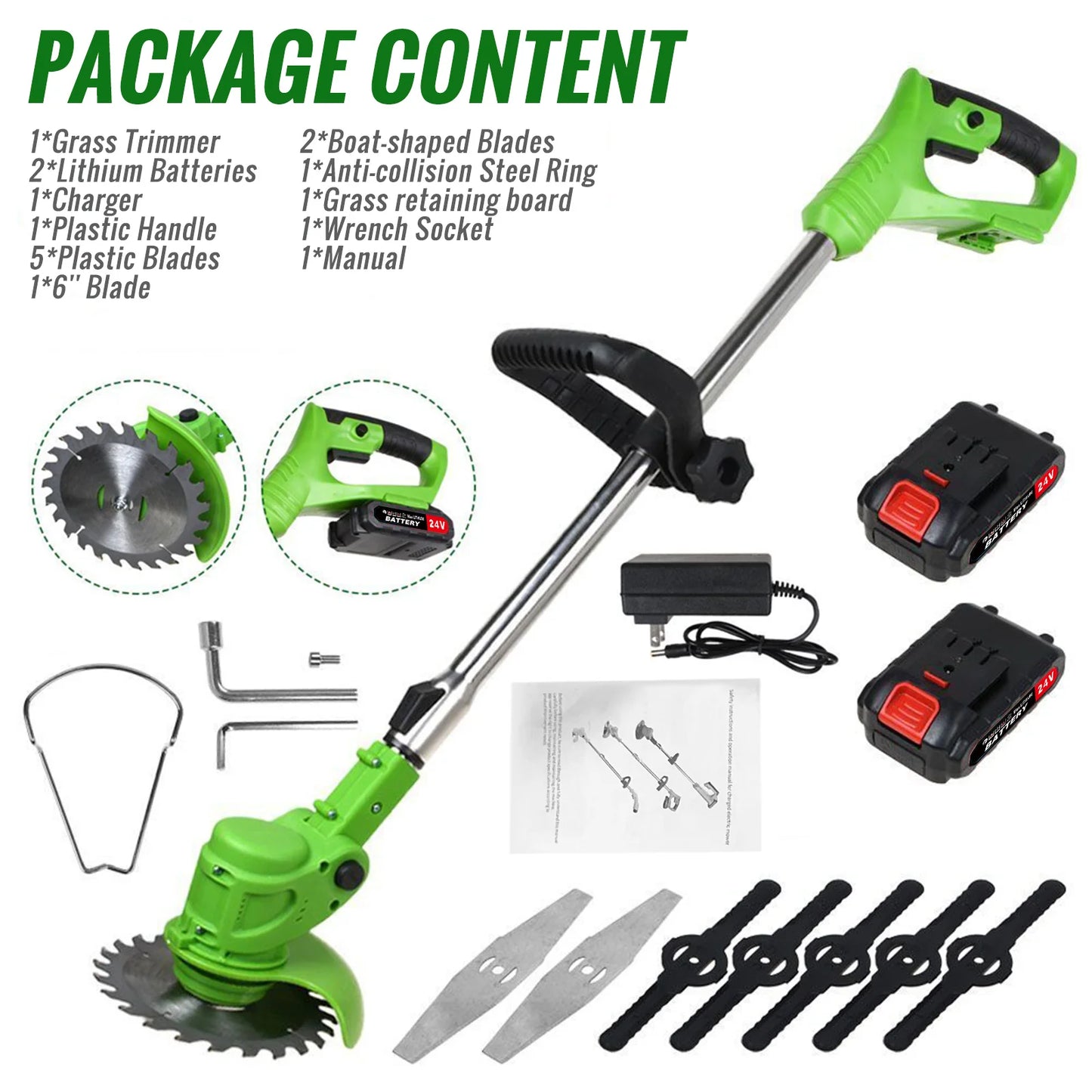Electric Cordless Weed Trimmer 2 In 1 String Grass Cutter