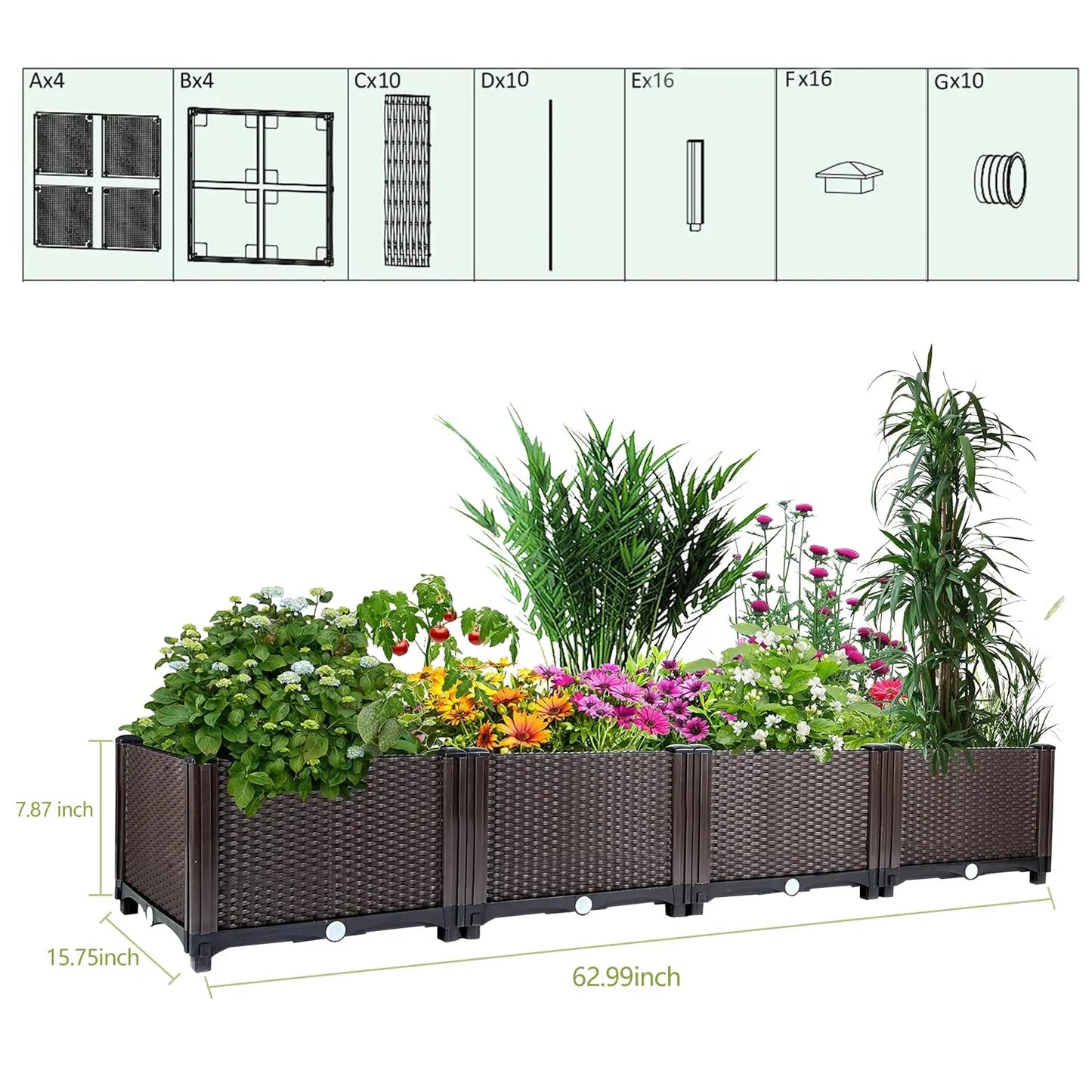 HiMISS Self Watering Raised Garden Bed with Drainage Plug