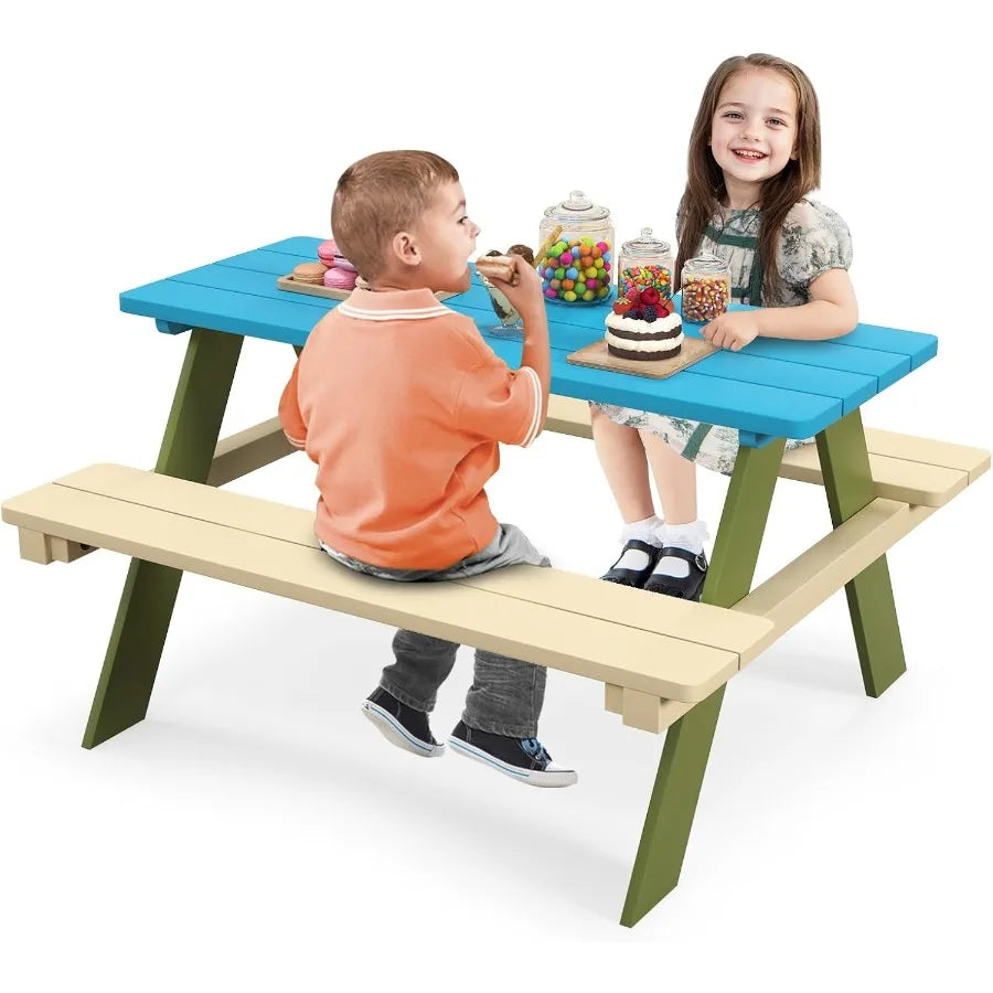 XIUWO Kids Picnic Table with Benches Outdoor Patio Set