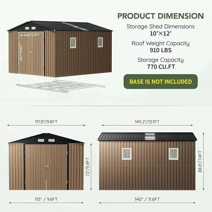 ZHUXIANG Outdoor Metal Storage Shed With Single Door Clear Window