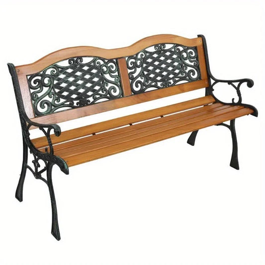 Cast Iron Garden Bench With Hardwood Slats And PVC Trim