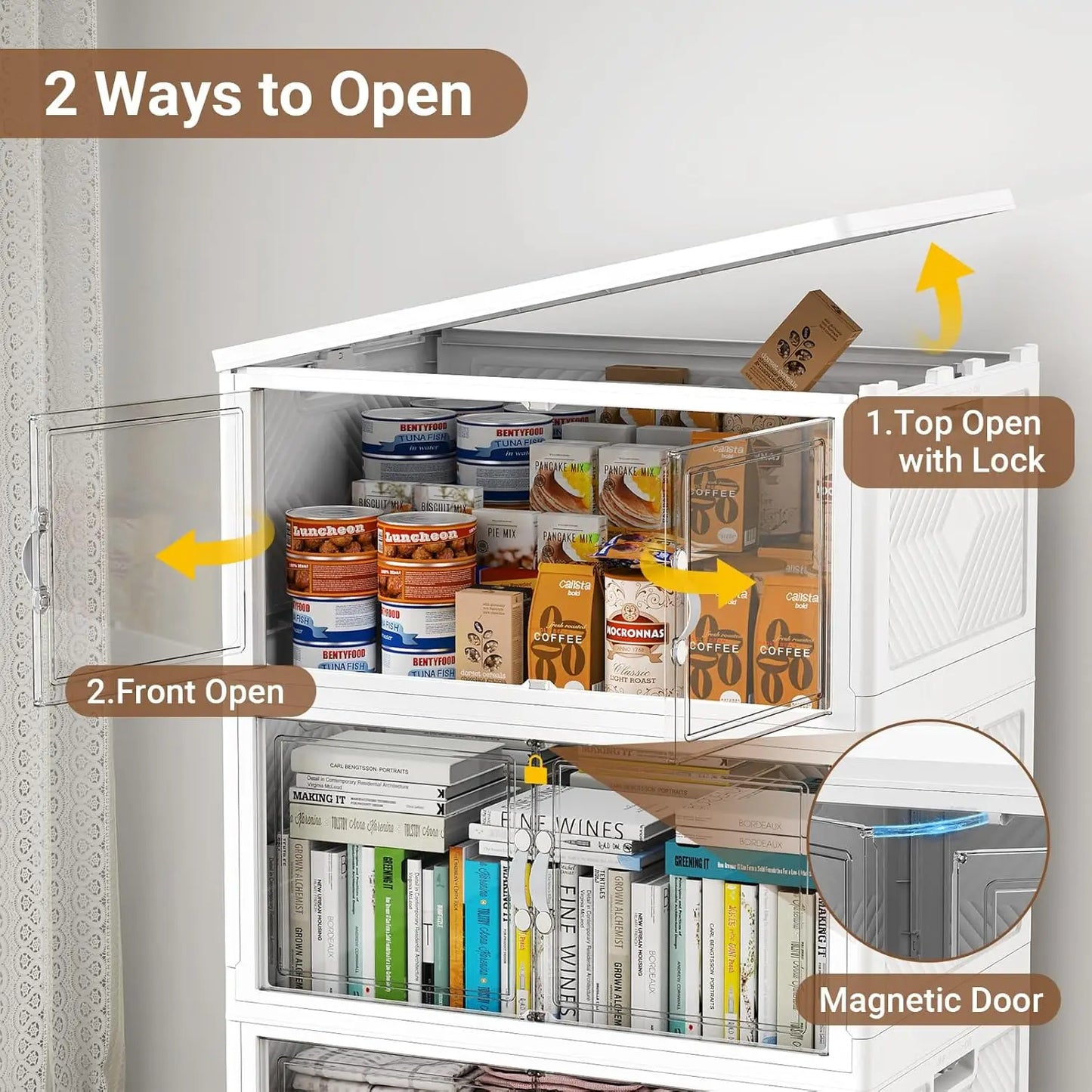 XMSJ Stackable Storage Bins With Lid for Closet Organizers