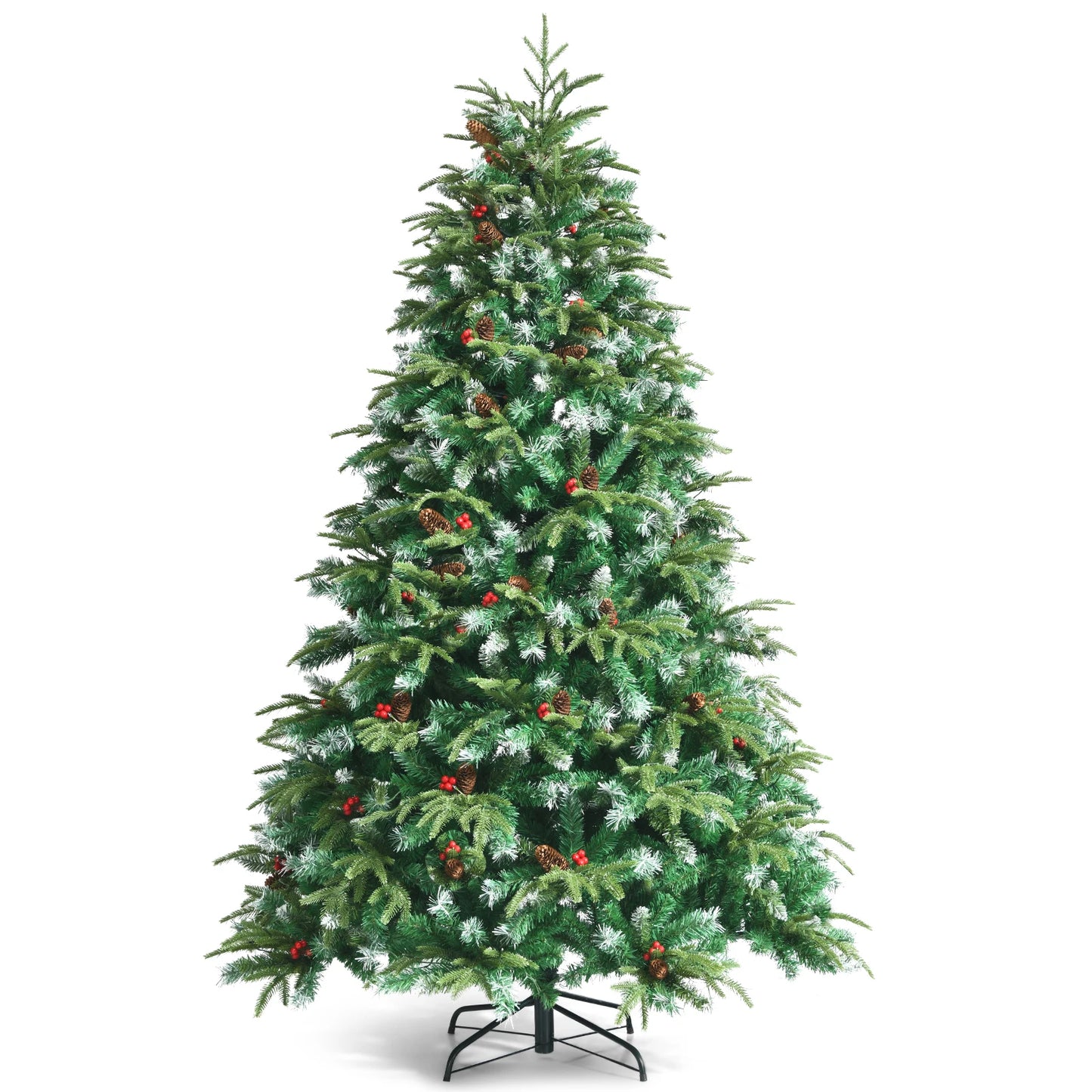 LIFEZEALE Pre Lit Artificial Christmas Tree Realistic Snowy Pine