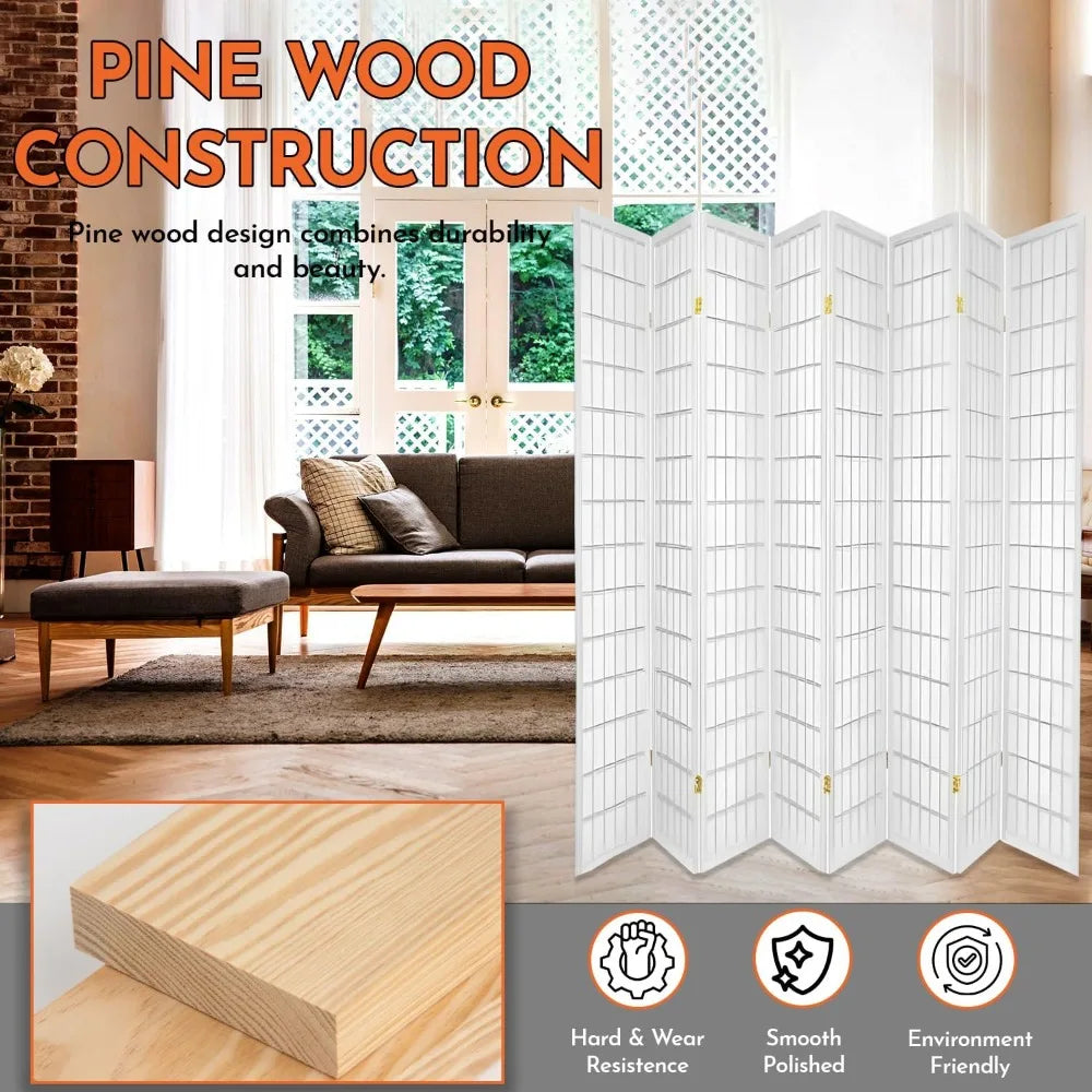 ZHUOTING Japanese Style Room Screen Divider Panel Foldable