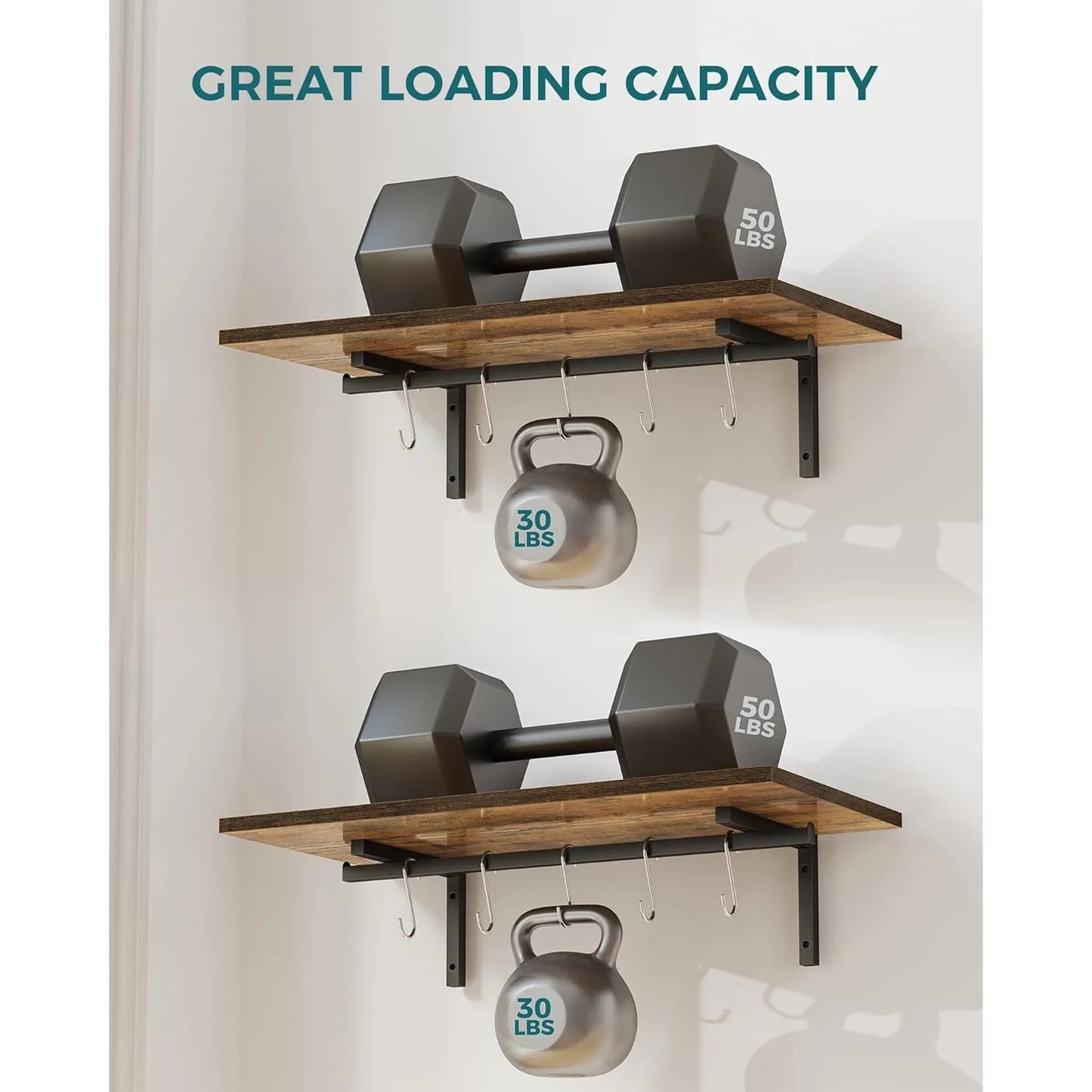 Hign-concerned 2 Pack Wooden Pot Pan Hanging Rack With 10 S Hooks