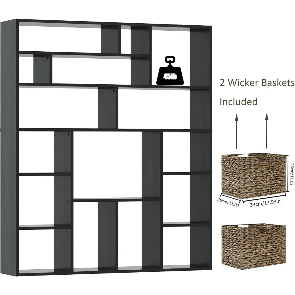 Guangbai Heavy Duty Bookcase With Open Shelves And Baskets