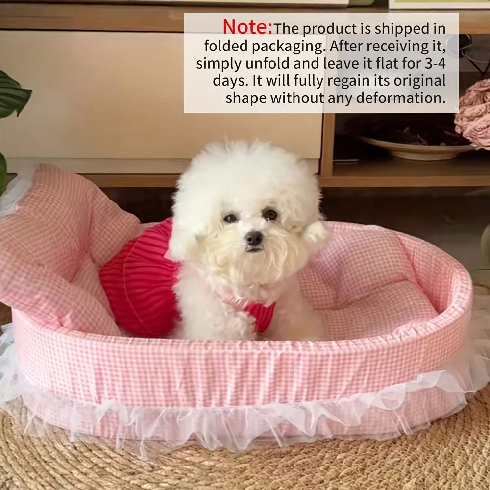 Cute Lace Trimmed Pet Princess Bed For Small Dogs Cats