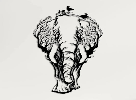 XMSJHign-concerned Geometric Metal Elephant Wall Decor