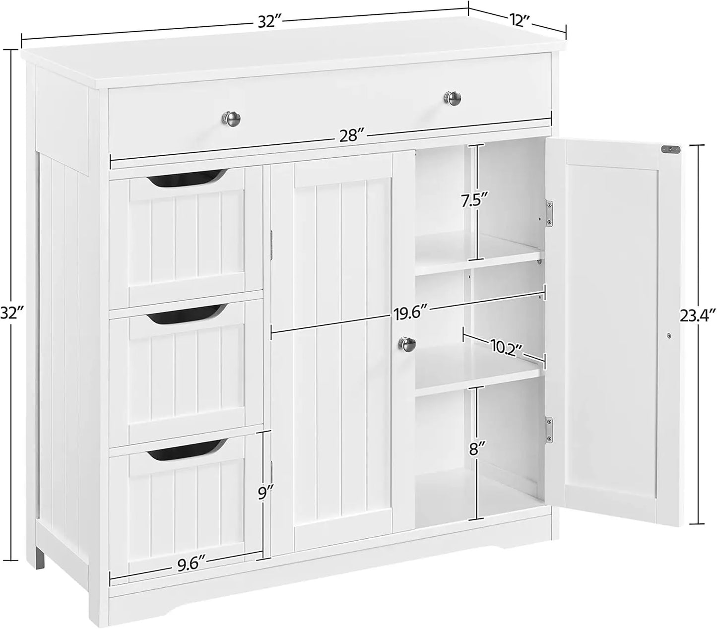 XMSJ Free Standing Bathroom Cabinet With Drawers And Doors