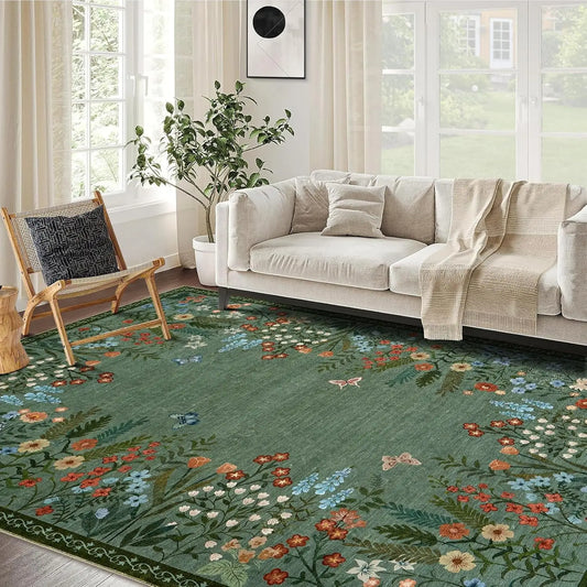 HiMISSH Floral Washable Rug for Entryway Non Slip Indoor Carpet