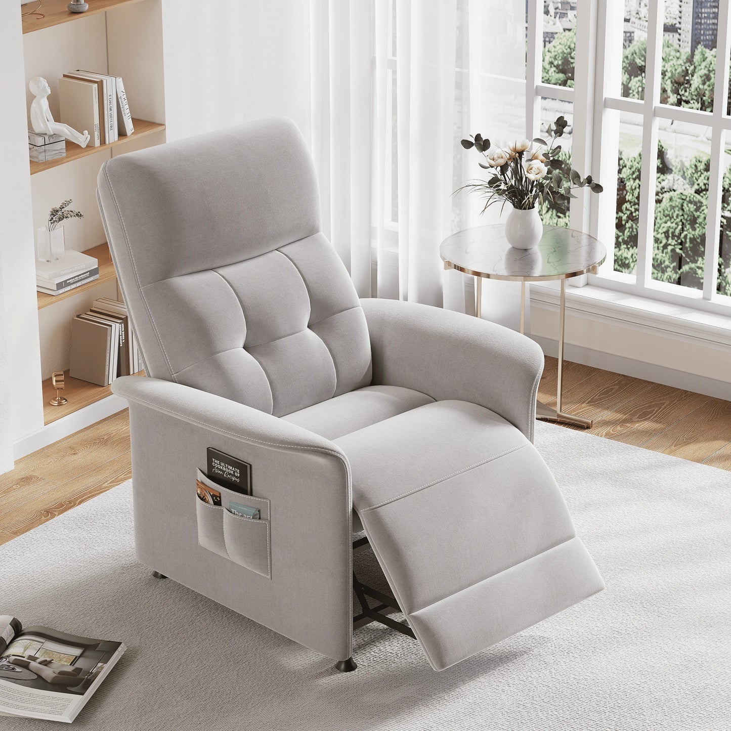 Power Recliner Chair Heated Massage Theater Seating Fabric