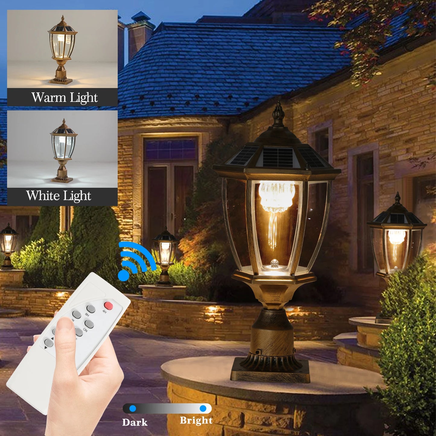 ARLGSITE Solar LED Post Light Garden Lamp Auto On Off