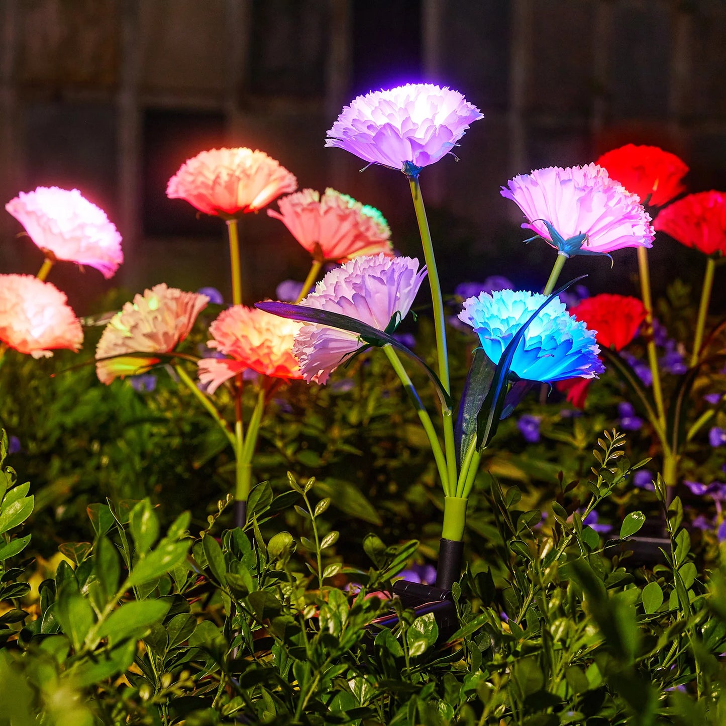 KPSTEK Solar Flower Lights 4 Pack Realistic Outdoor Garden Decor