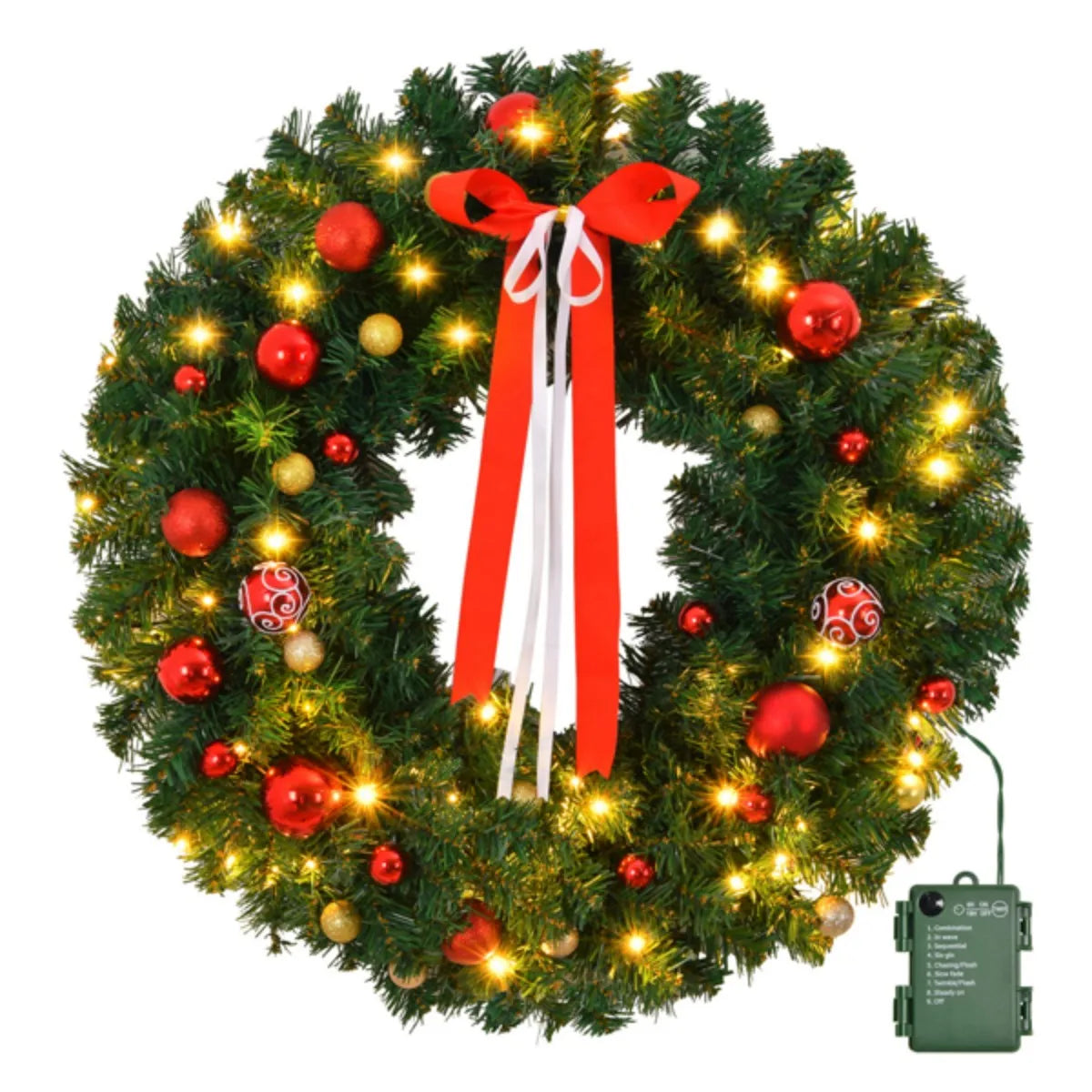 FangNymphCN Lighted Christmas Wreath Indoor Front Door Decor For Holidays
