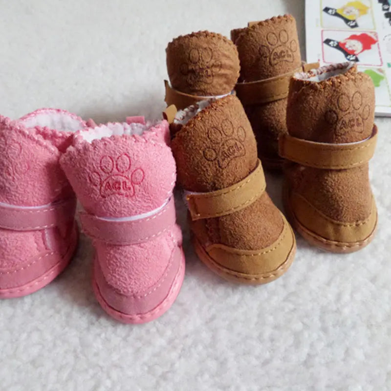 NONECN Pet Dog Shoes 4Pcs Thick Warm Rain Snow Boots