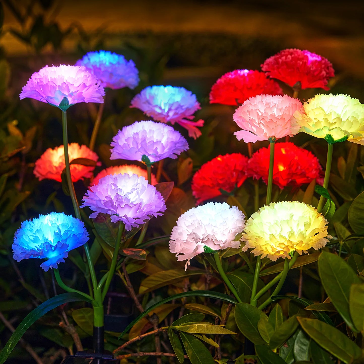 KPSTEK Solar Flower Lights 4 Pack Realistic Outdoor Garden Decor