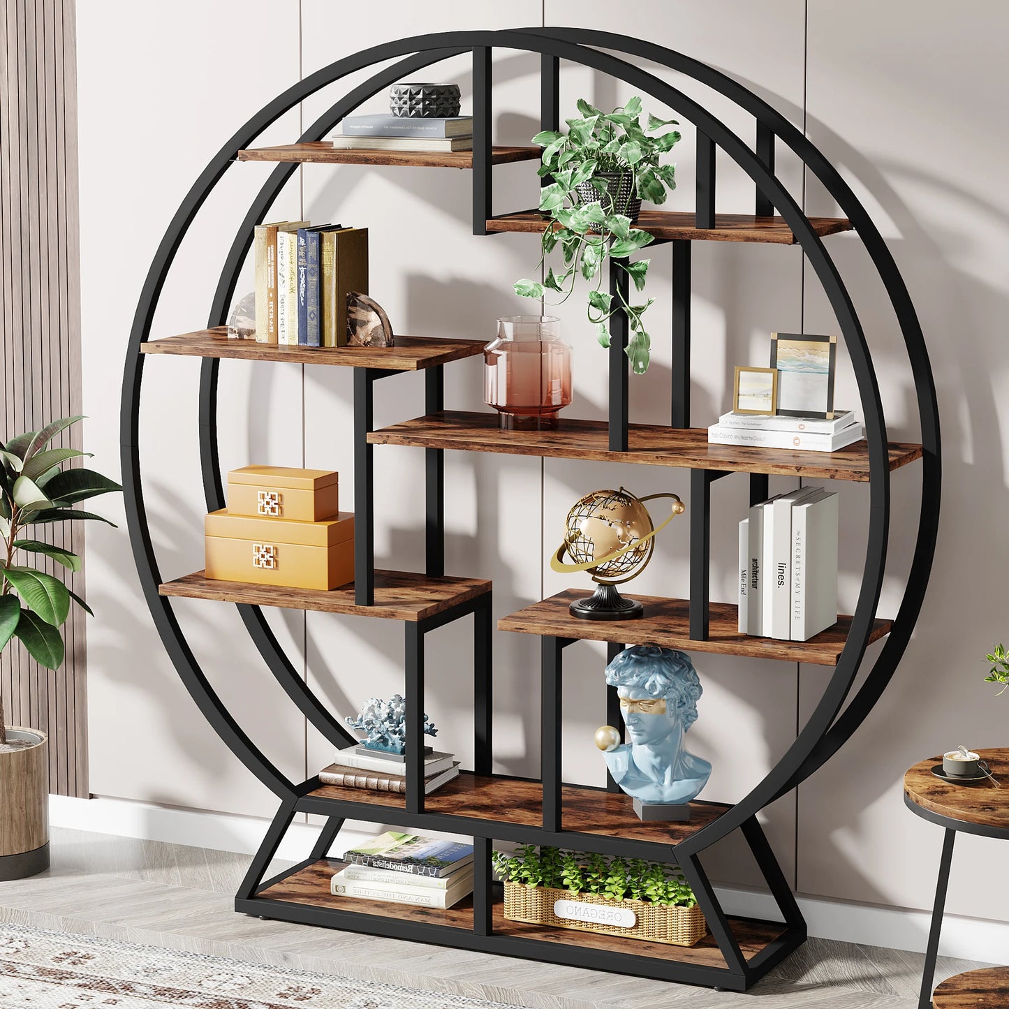 Tribesigns Five Tier Iron Wood Bookcase Etagere For Living Room