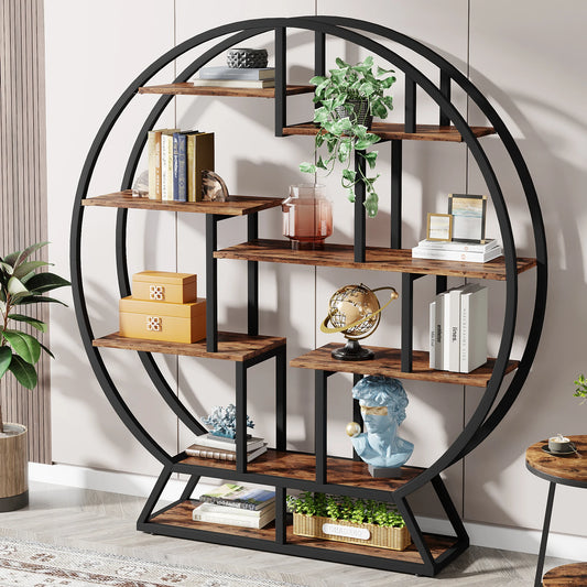 Tribesigns Five Tier Iron Wood Bookcase Etagere For Living Room
