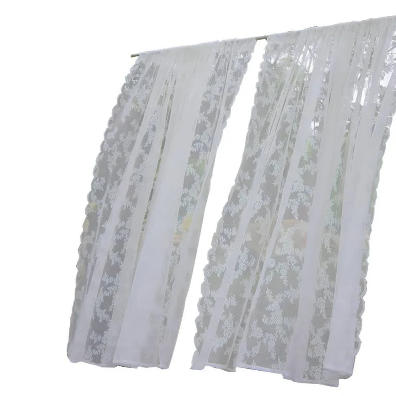 Two Panel Lace Curtain Translucent Mosquito Net For Window Privacy
